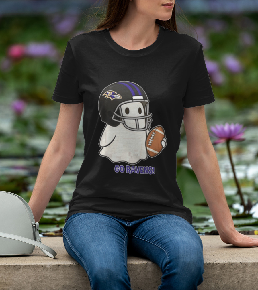 Baltimore Ravens Ghost In Football Helmet Go Ravens Football T-Shirt