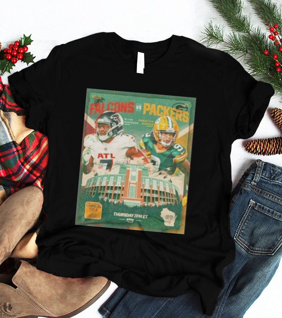 Bijan Robinson Christian Watson Falcons Vs Packers Lambeau Field Thursday 7PM ET Prime 2026 T-Shirt