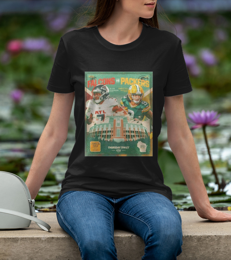 Bijan Robinson Christian Watson Falcons Vs Packers Lambeau Field Thursday 7PM ET Prime 2026 T-Shirt