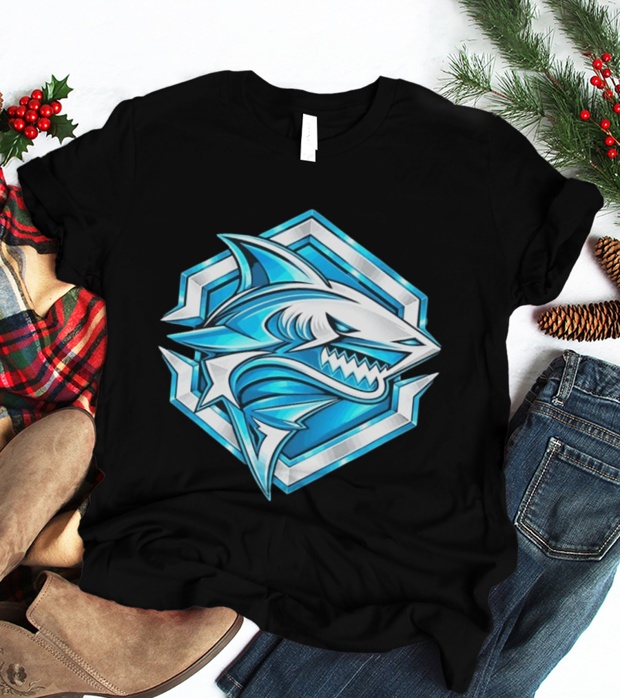 Blue Shark Hexagon Esports Gaming Shark T-Shirt