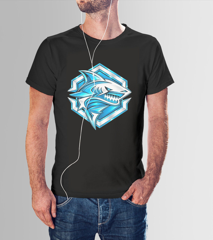 Blue Shark Hexagon Esports Gaming Shark T-Shirt