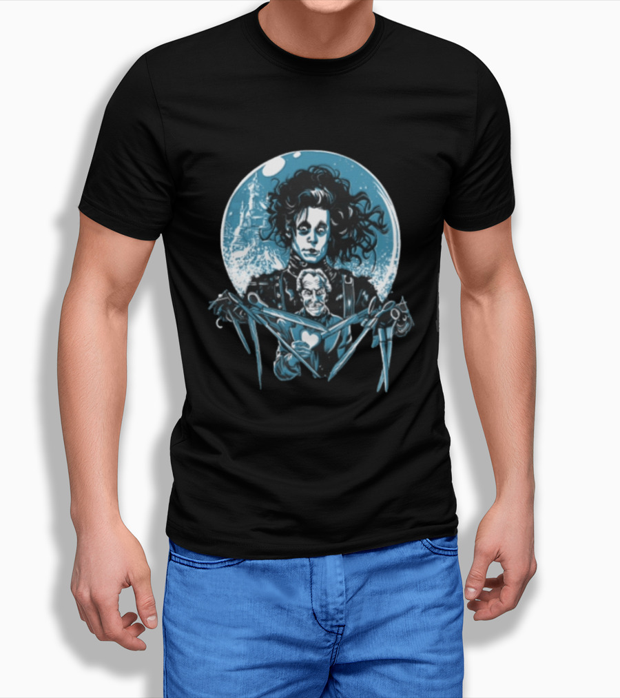 Edward Scissorhands Iconic Johnny Depp Vincent Price Heart Scissors Image T-Shirt