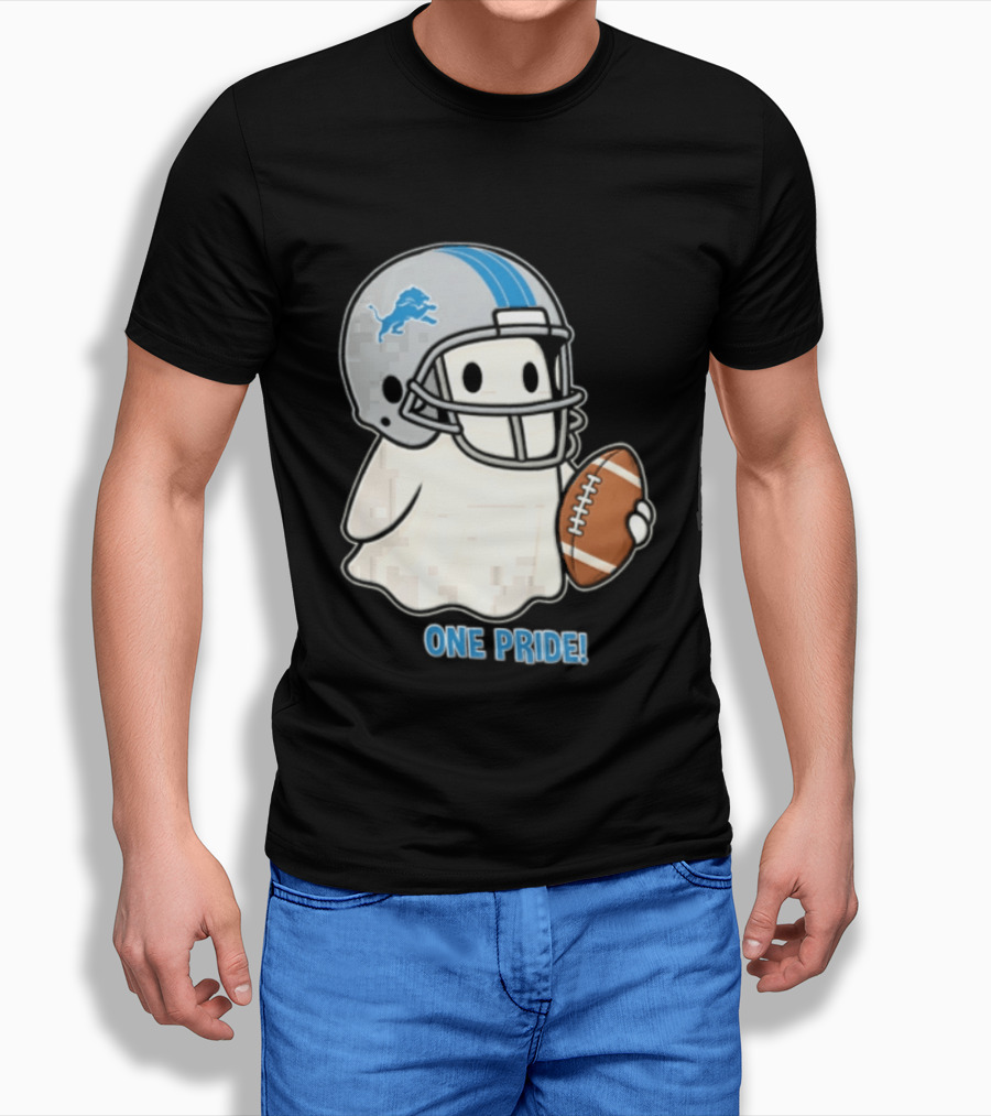 Detroit Lions Ghost One Pride Football Helmet And Ball T-Shirt