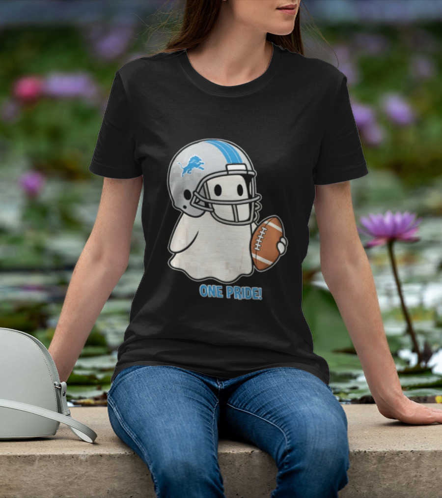Detroit Lions Ghost One Pride Football Helmet And Ball T-Shirt