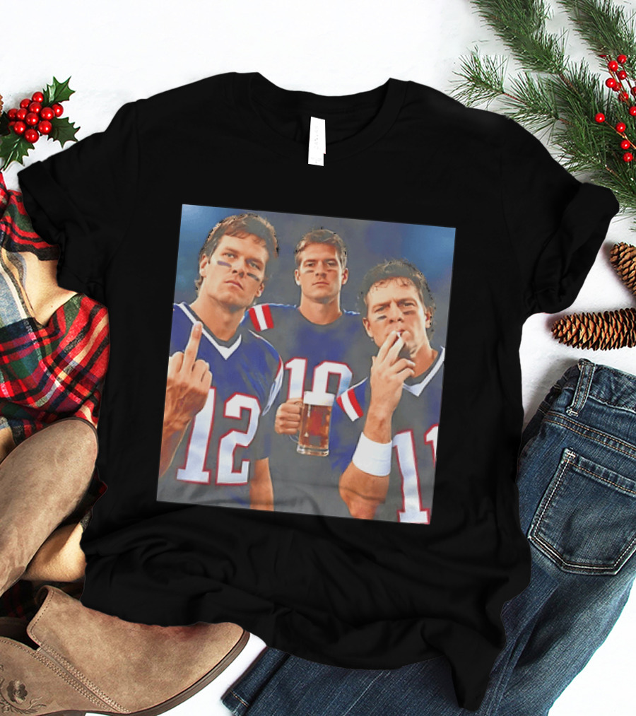 Tom Brady Drake Maye Drew Bledsoe New England Patriots Beer Middle Finger T-Shirt