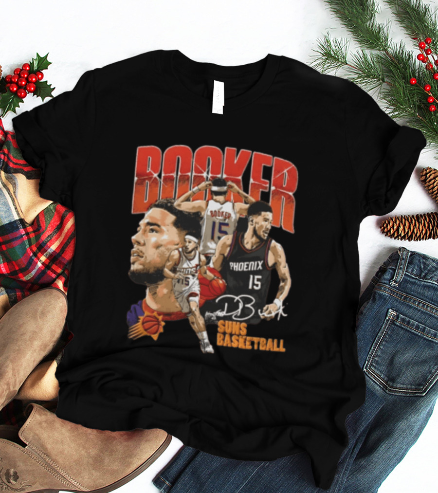Devin Booker Phoenix Suns Basketball Player Action 15 Suns NBA Basketball T-Shirt