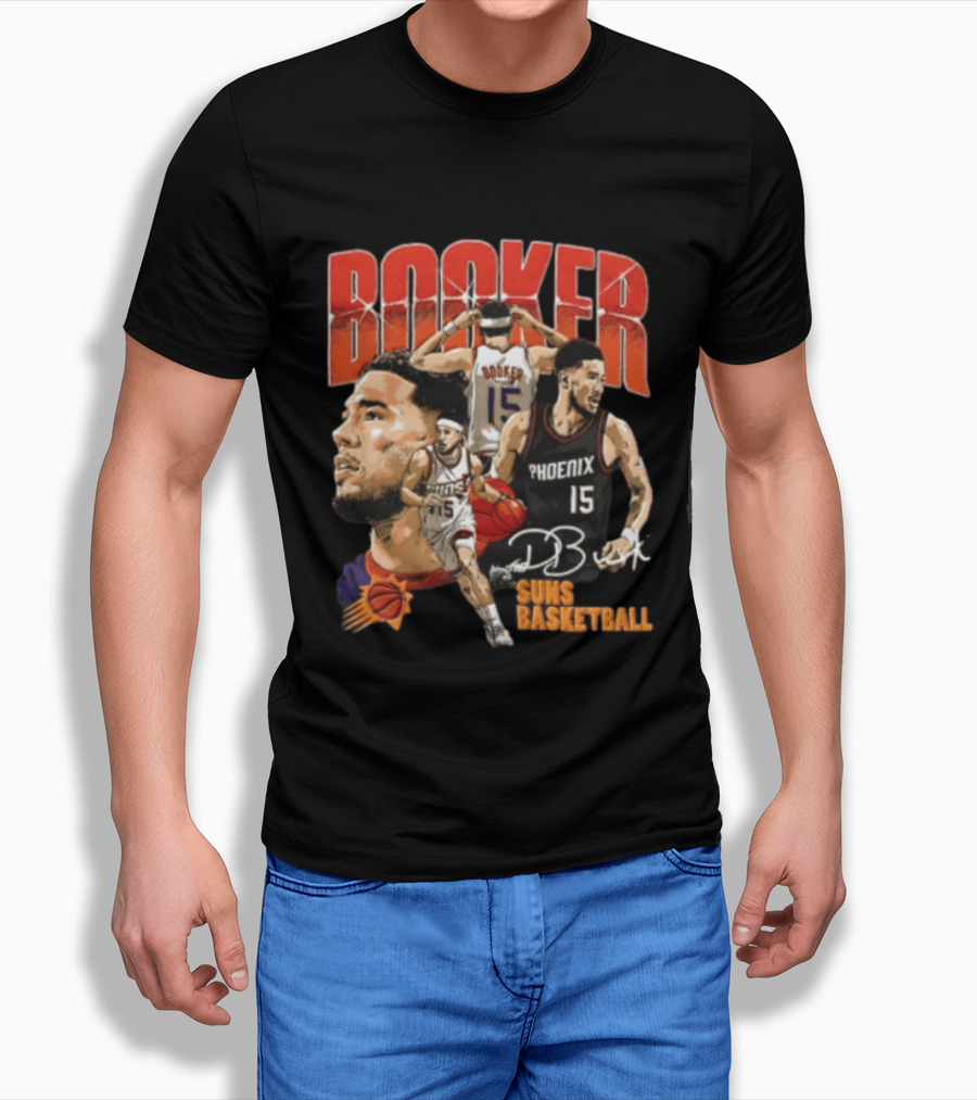 Devin Booker Phoenix Suns Basketball Player Action 15 Suns NBA Basketball T-Shirt