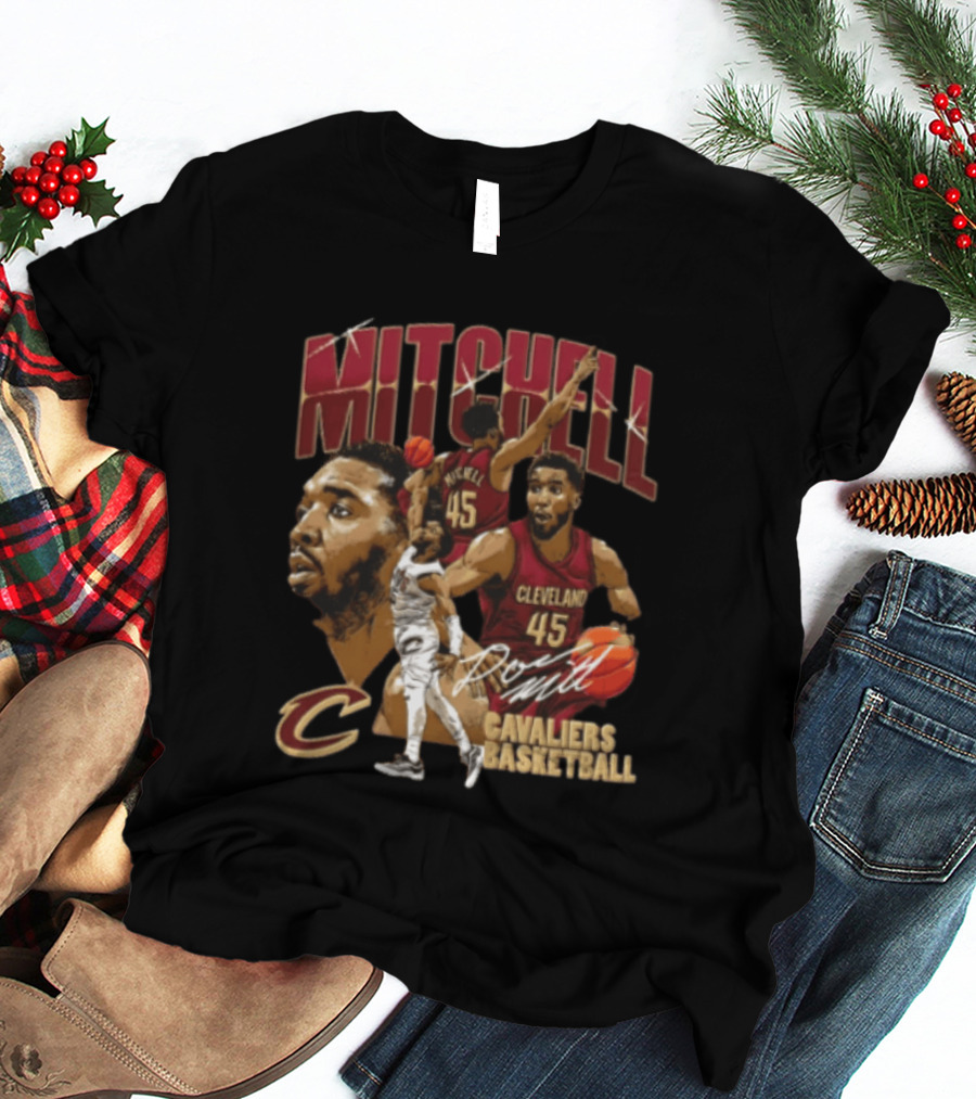 Donovan Mitchell Cleveland Cavaliers Basketball 45 Player Action Poses T-Shirt