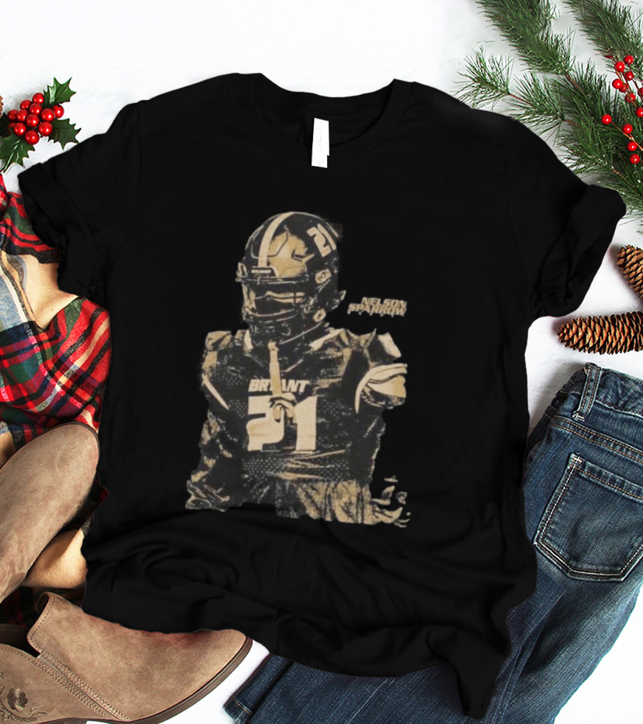 Bryant Bulldogs Nelson Sparrow No 21 Safety Distressed Football T-Shirt