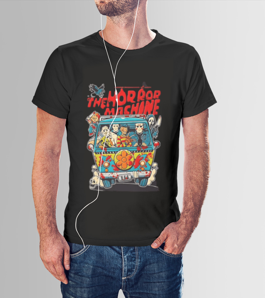 The Horror Machine Halloween Movie Icons Spooky Van Adventure T-Shirt