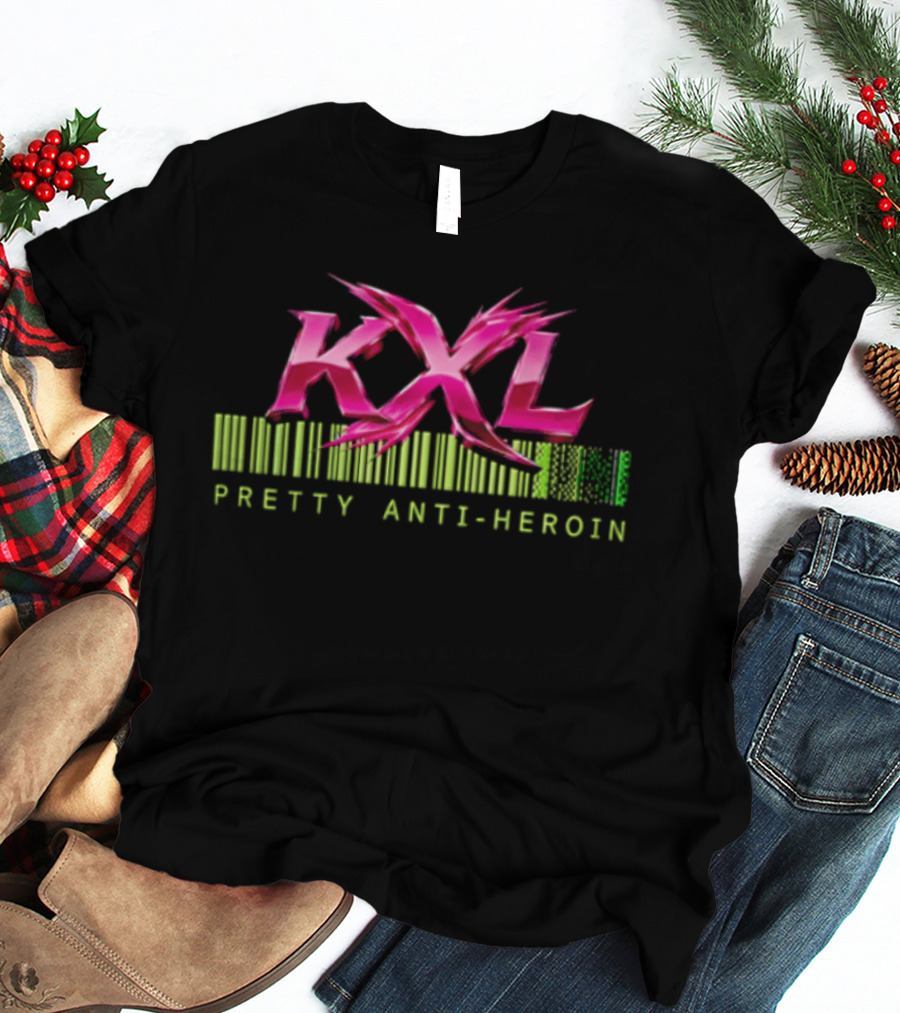 KXL Pretty Anti Heroin Pink Metallic Barcode T-Shirt