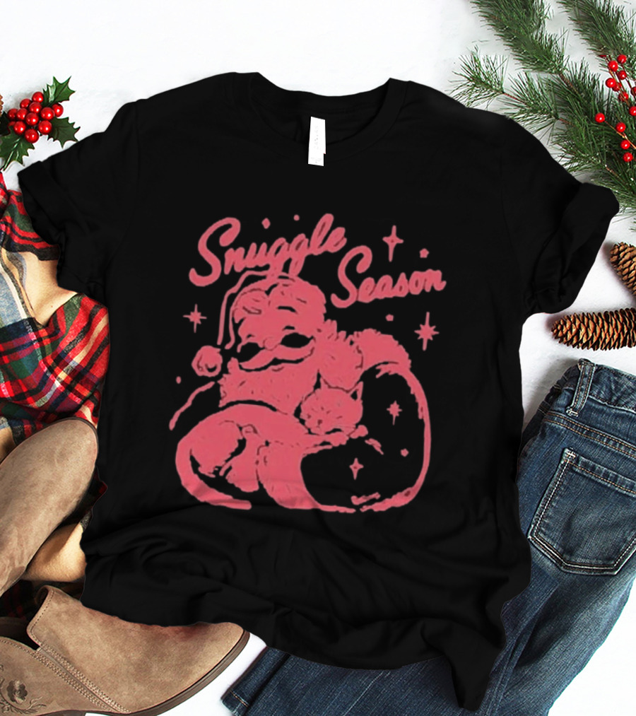 Snuggle Season Santa Claus Christmas Cat T-Shirt