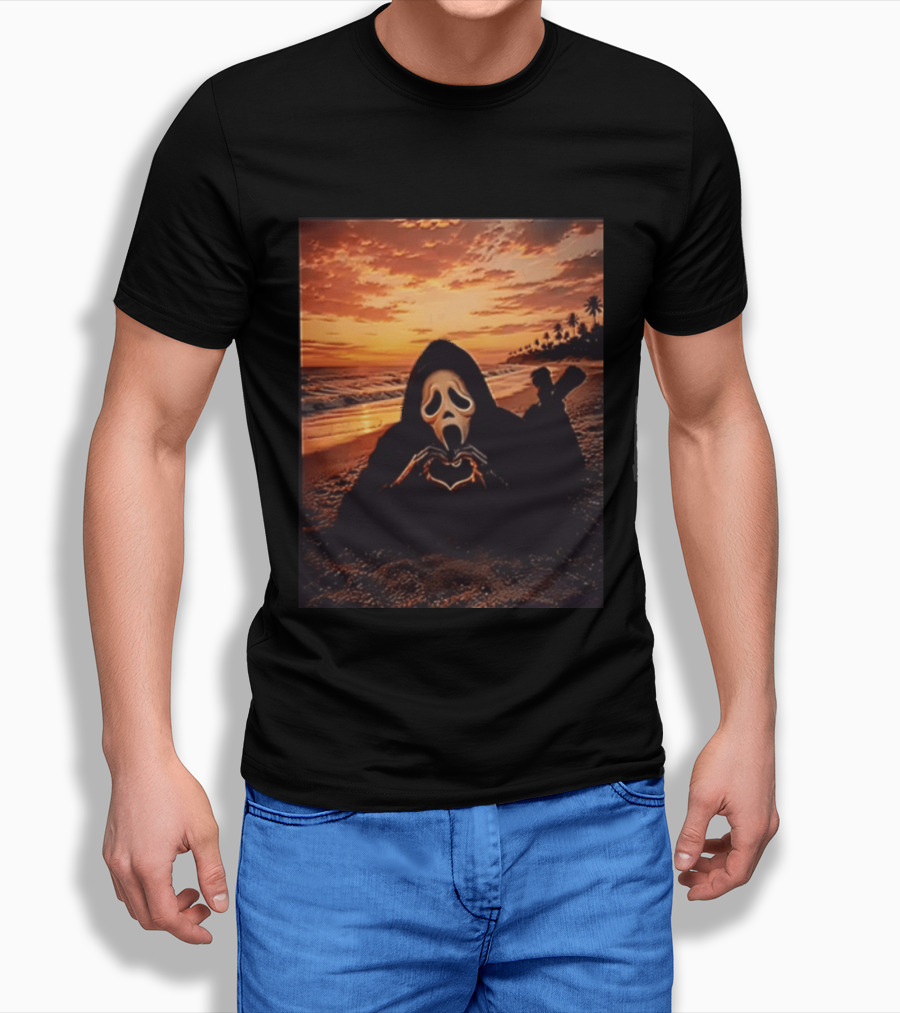 Ghostface Romantic Beach Sunset Valentine's Day Scream Lover T-Shirt