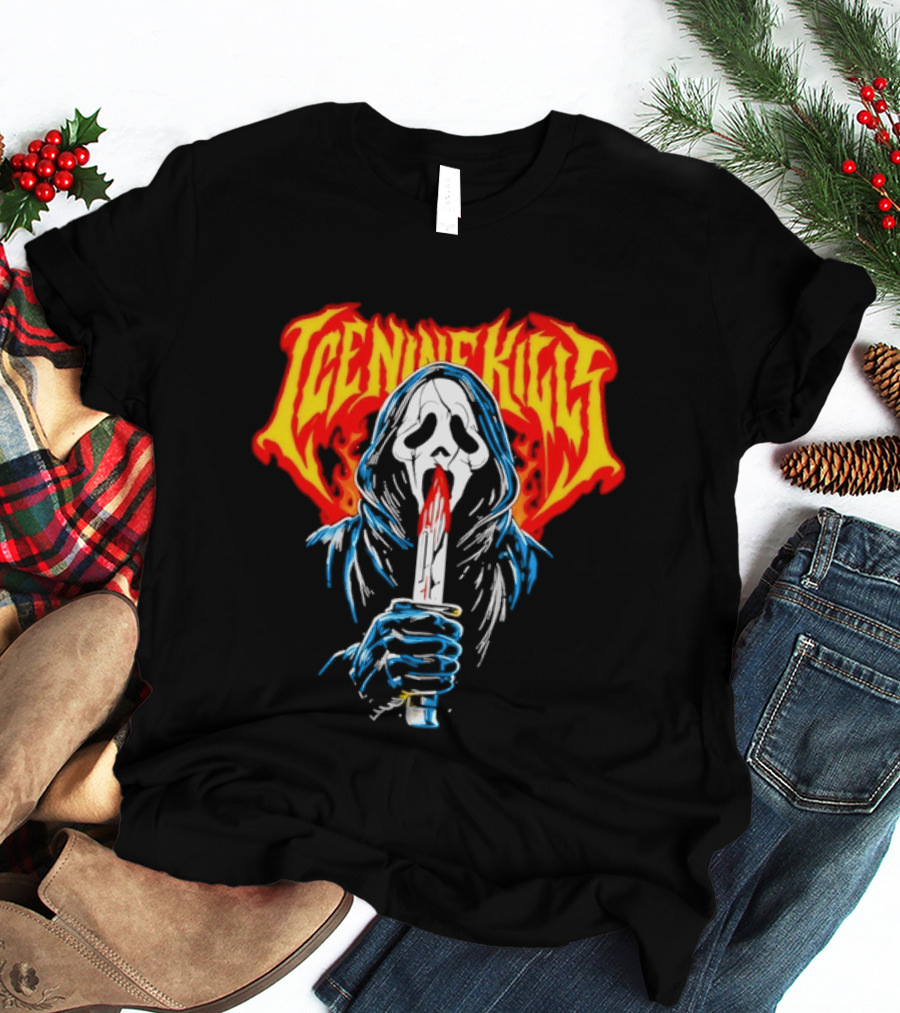 Ice Nine Kills Ghostface Horror Metal Band Red Text Knife T-Shirt