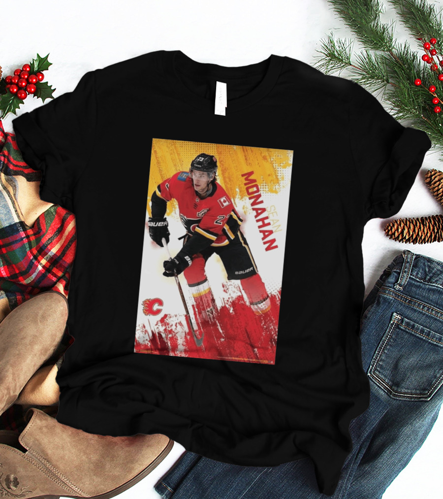 Sean Monahan Calgary Flames NHL Hockey Action T-Shirt