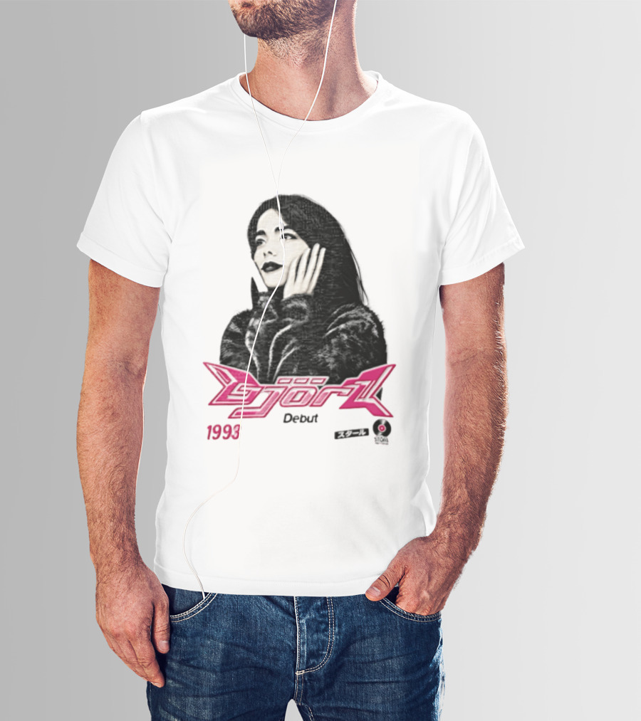 Bjork Debut 1993 Woman Hands On Face Pink T-Shirt