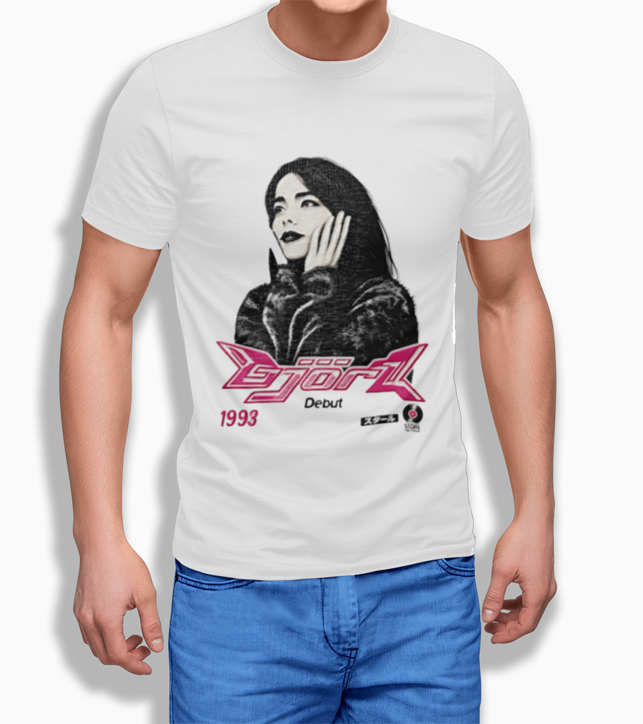 Bjork Debut 1993 Woman Hands On Face Pink T-Shirt