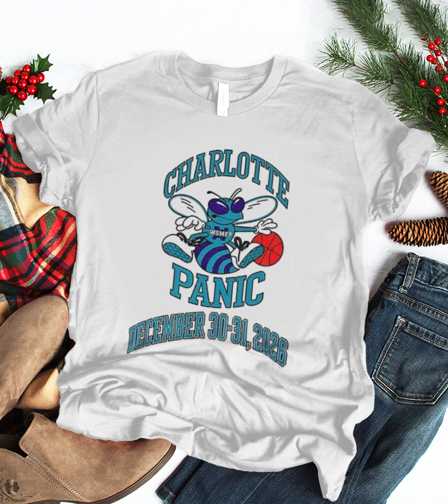 Charlotte Panic December 30 31 2026 Hornet Dribbling Basketball Cartoon T-Shirt