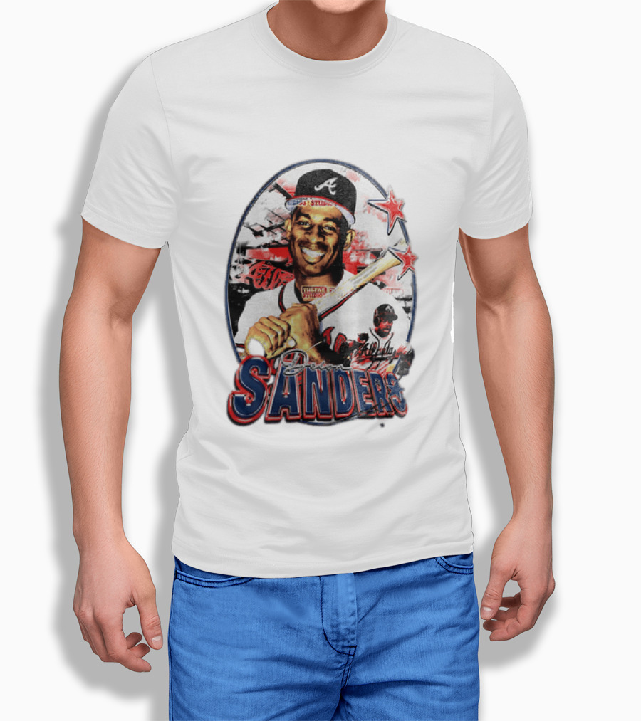 Deion Sanders Atlanta Braves MLB Stars Baseball Sports Memorabilia T-Shirt