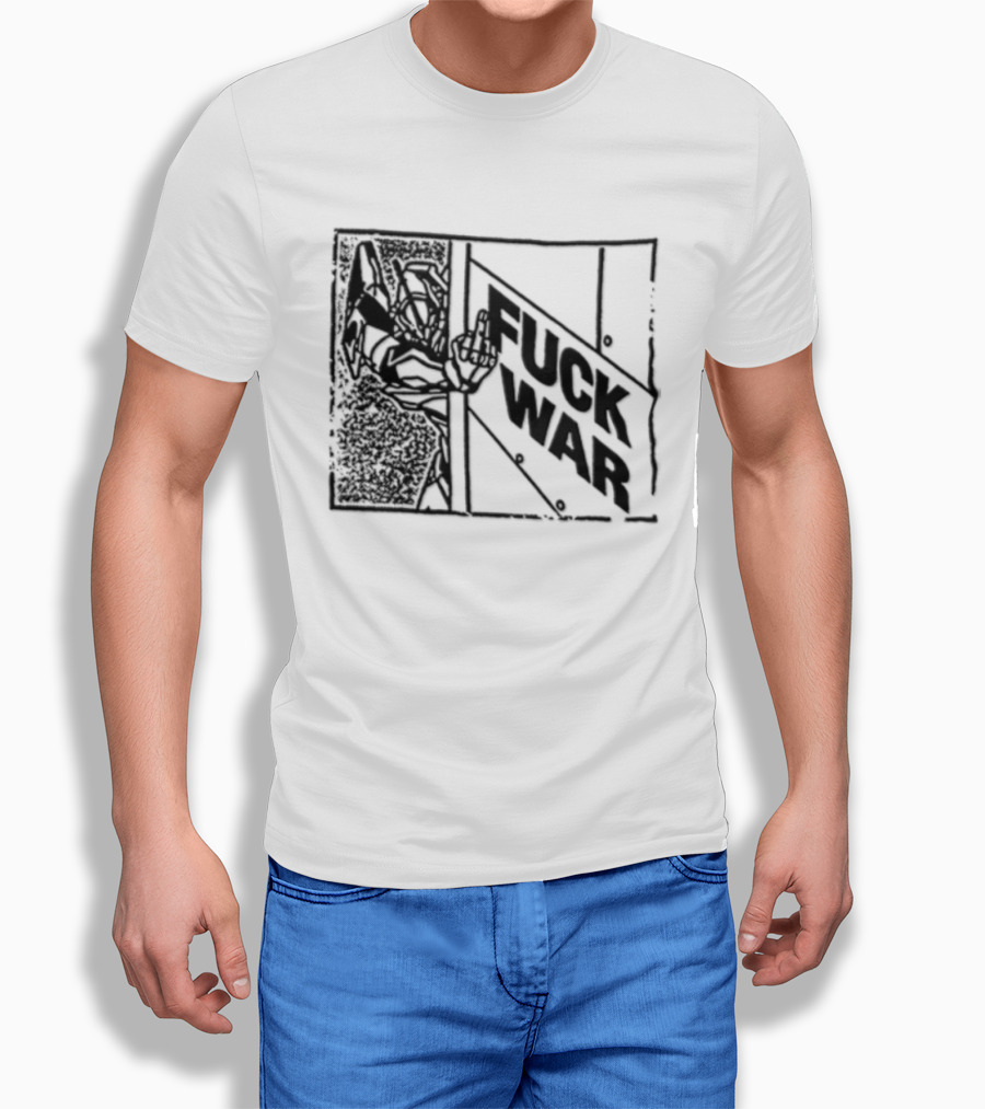 Fuck War Robot Middle Finger Gesture T-Shirt