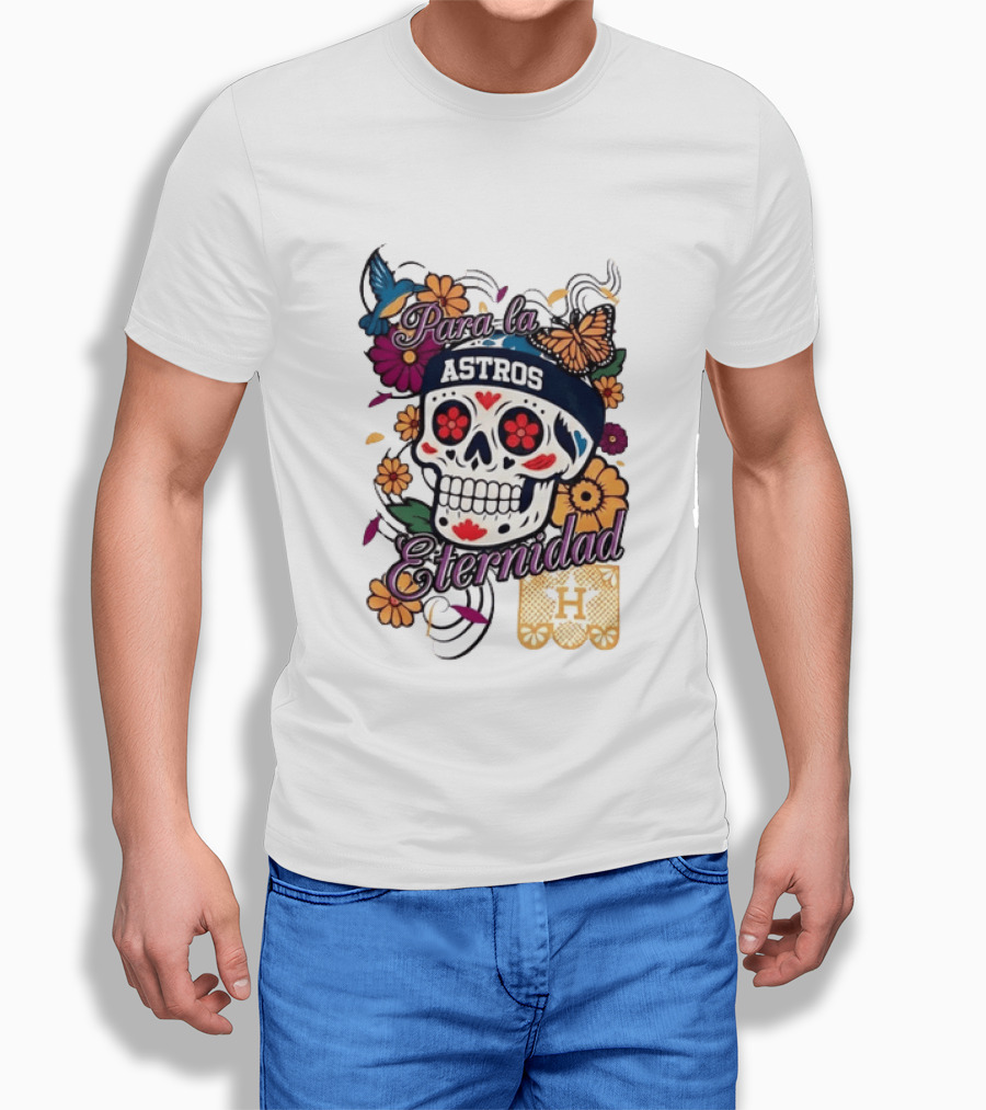 Houston Astros Para La Eternidad Sugar Skull Día De Los Muertos T-Shirt