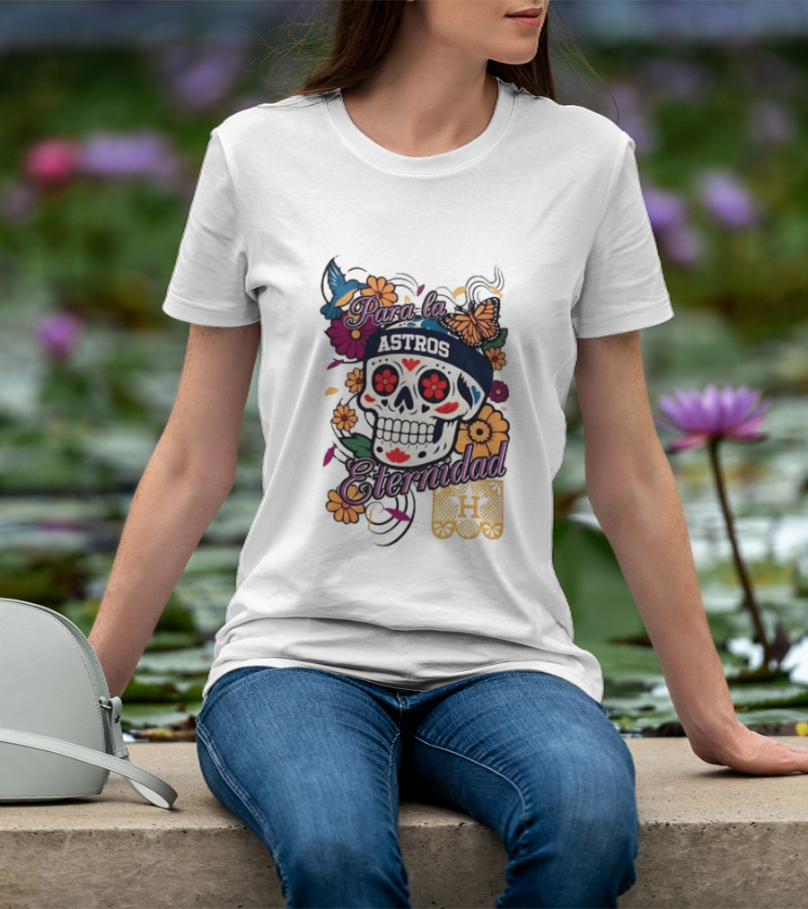 Houston Astros Para La Eternidad Sugar Skull Día De Los Muertos T-Shirt