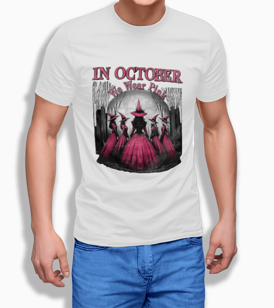 In October We Wear Pink Five Witches Pink Dresses Forest Moon T-Shirt
