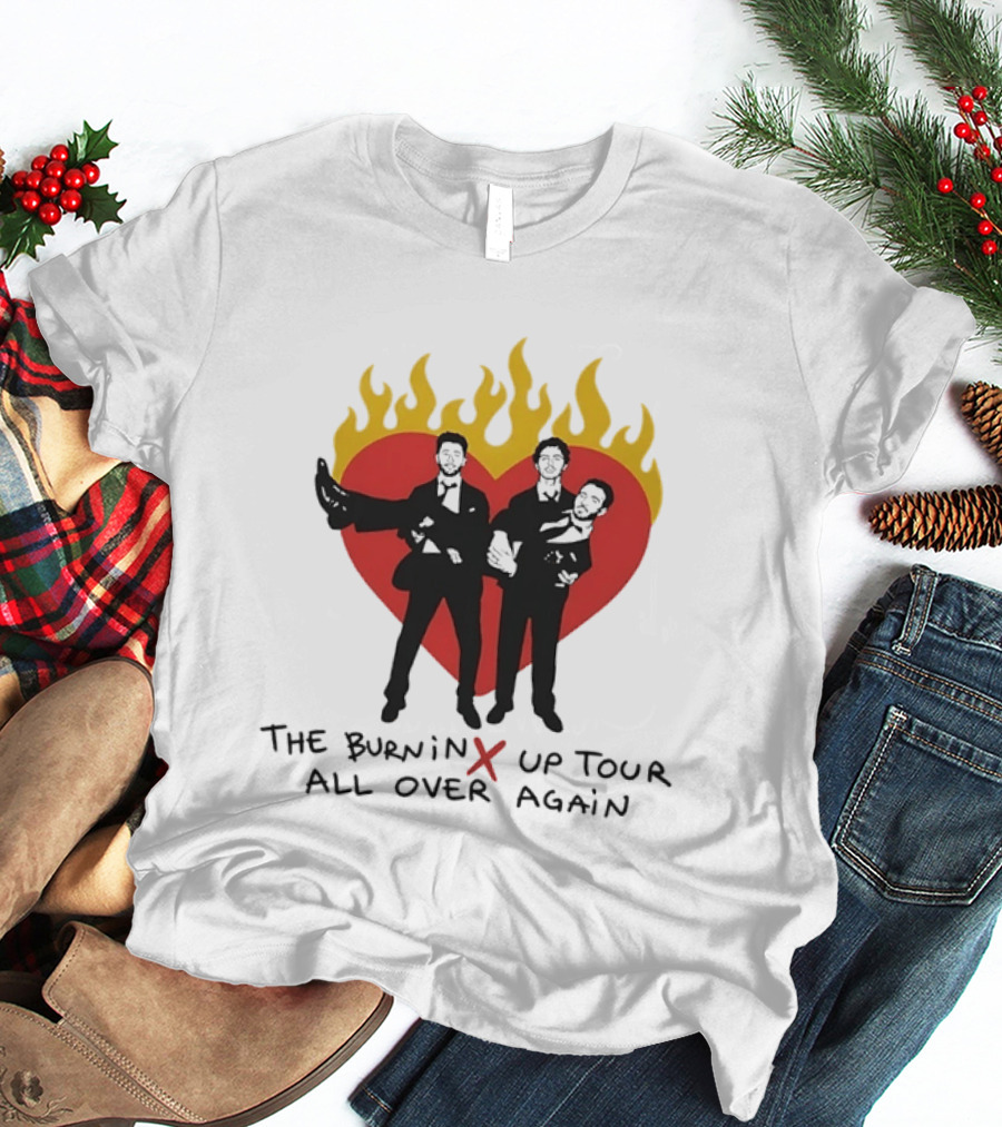 Jonas Brothers Burnin Up Tour All Over Again Fiery Heart Trio T-Shirt