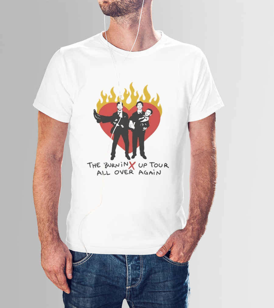Jonas Brothers Burnin Up Tour All Over Again Fiery Heart Trio T-Shirt