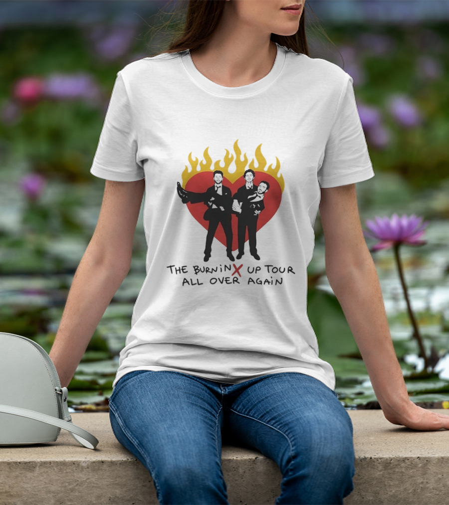 Jonas Brothers Burnin Up Tour All Over Again Fiery Heart Trio T-Shirt