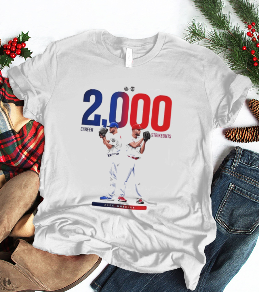 Zack Wheeler 2000 Career Strikeouts NY Mets Philadelphia Phillies T-Shirt