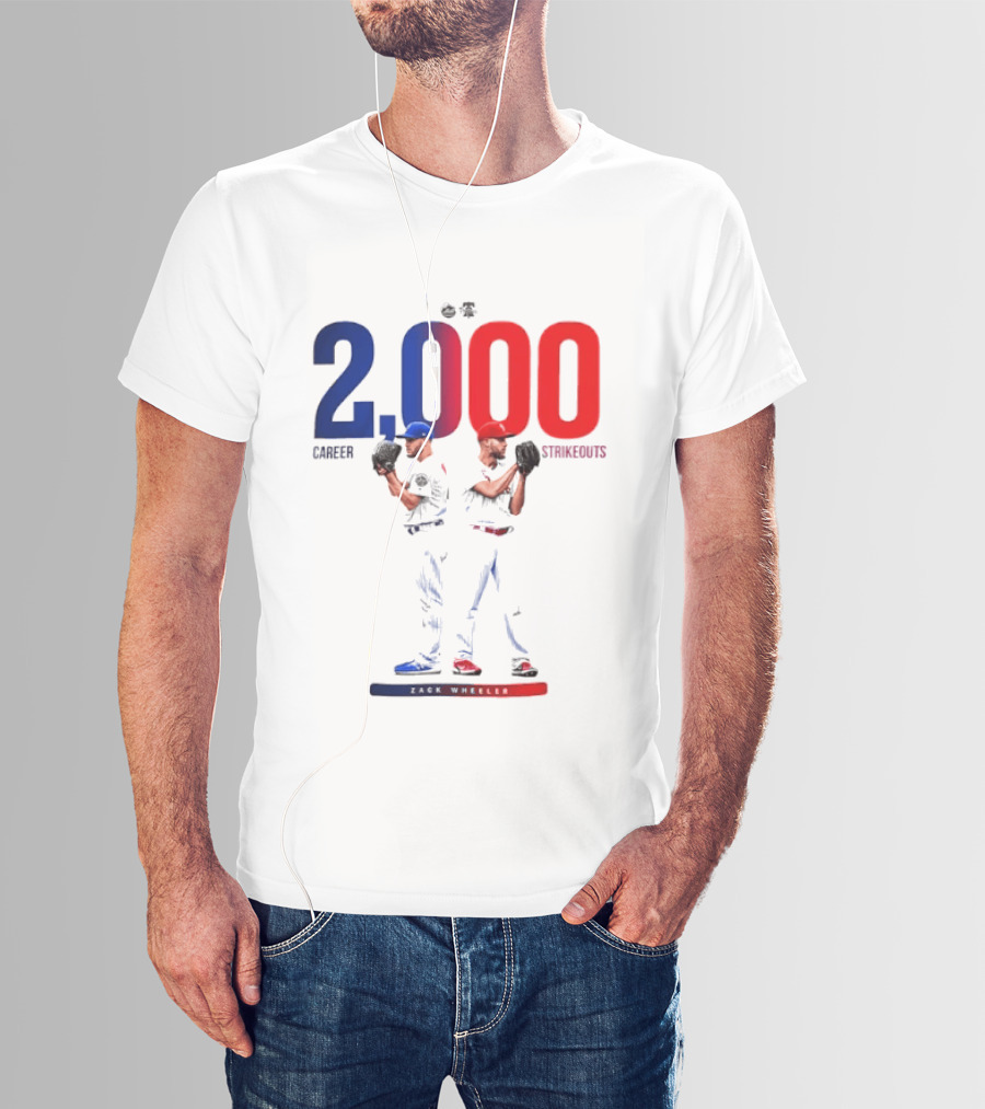 Zack Wheeler 2000 Career Strikeouts NY Mets Philadelphia Phillies T-Shirt