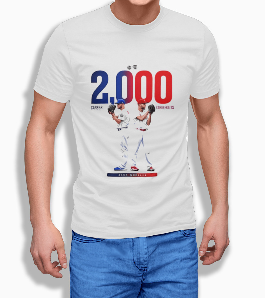 Zack Wheeler 2000 Career Strikeouts NY Mets Philadelphia Phillies T-Shirt