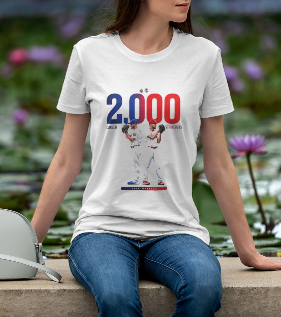 Zack Wheeler 2000 Career Strikeouts NY Mets Philadelphia Phillies T-Shirt