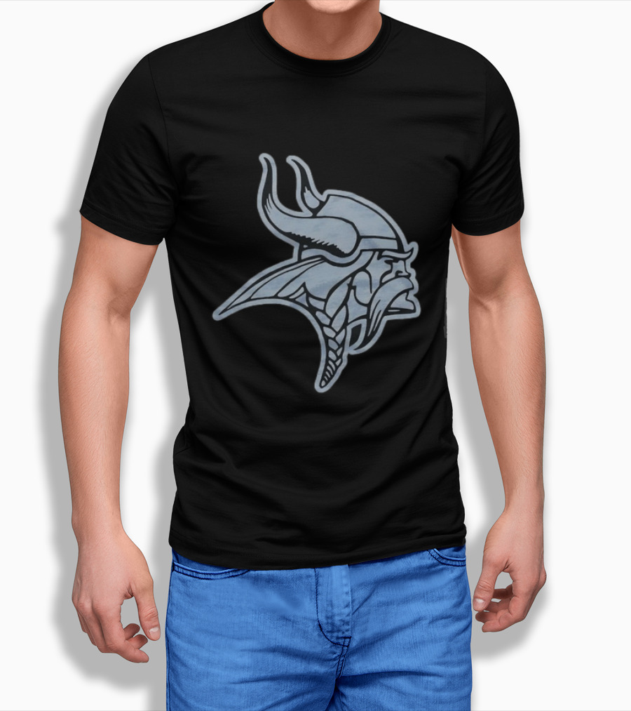 Minnesota Vikings Black Football Viking Helmet T-Shirt