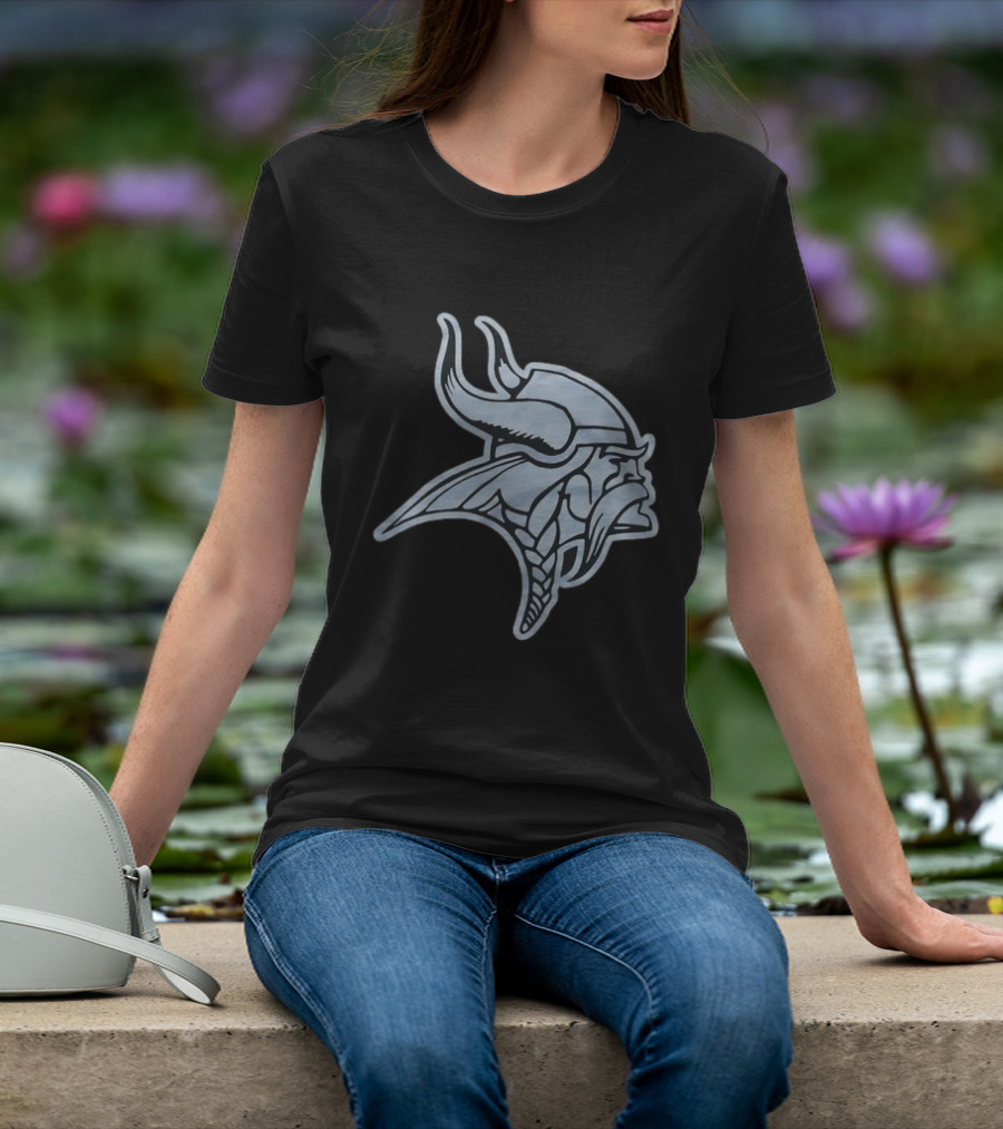 Minnesota Vikings Black Football Viking Helmet T-Shirt