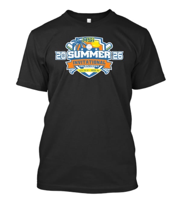 MSI Summer Invitational Tournament 2026 July 10 12 Aston PA Baseball Bat Beach Palm Tree Sunburst T-Shirt