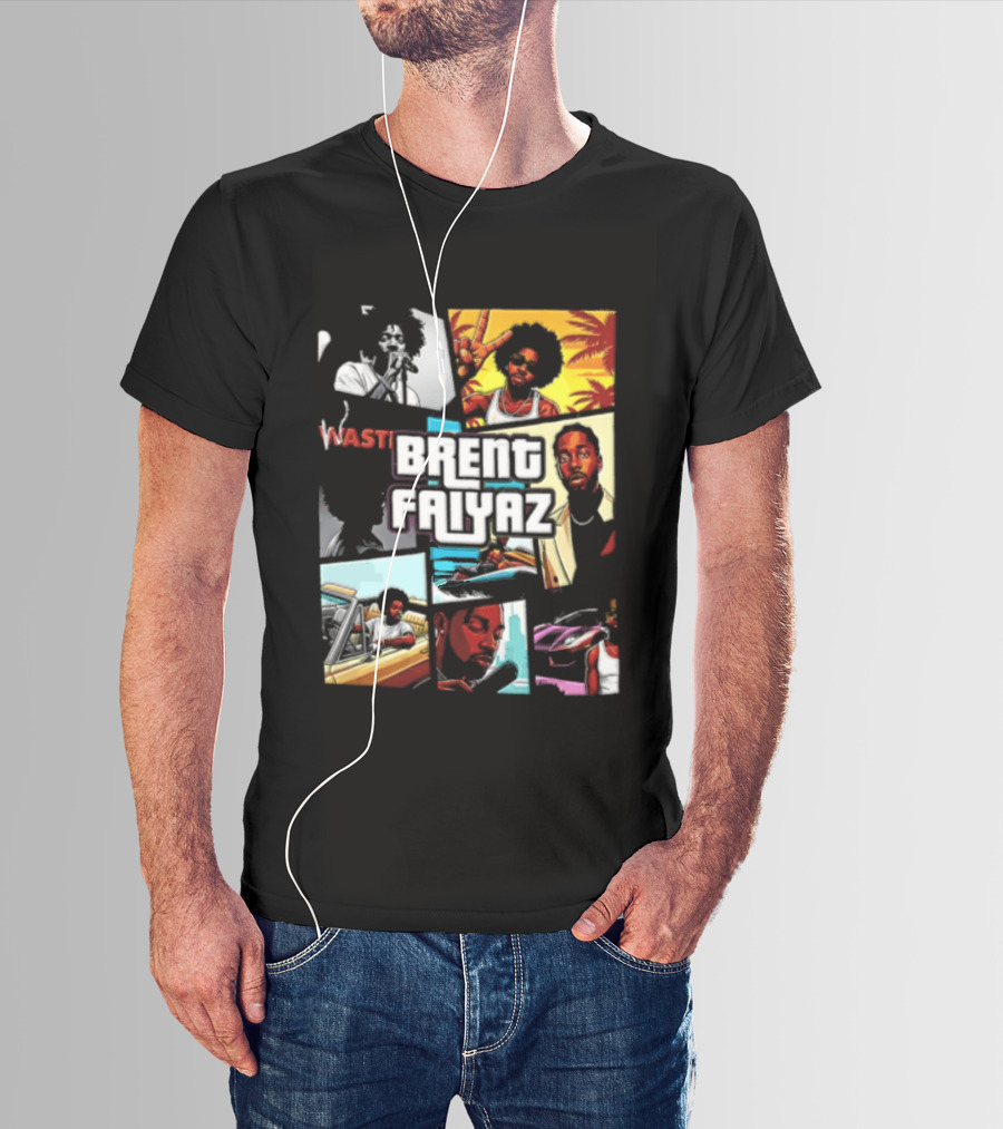 Brent Faiyaz Wasteland Multiple Panels Singer Lifestyle Retro Beach Vibe T-Shirt