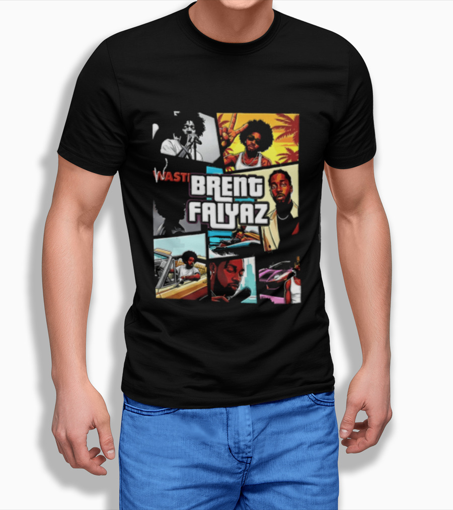 Brent Faiyaz Wasteland Multiple Panels Singer Lifestyle Retro Beach Vibe T-Shirt
