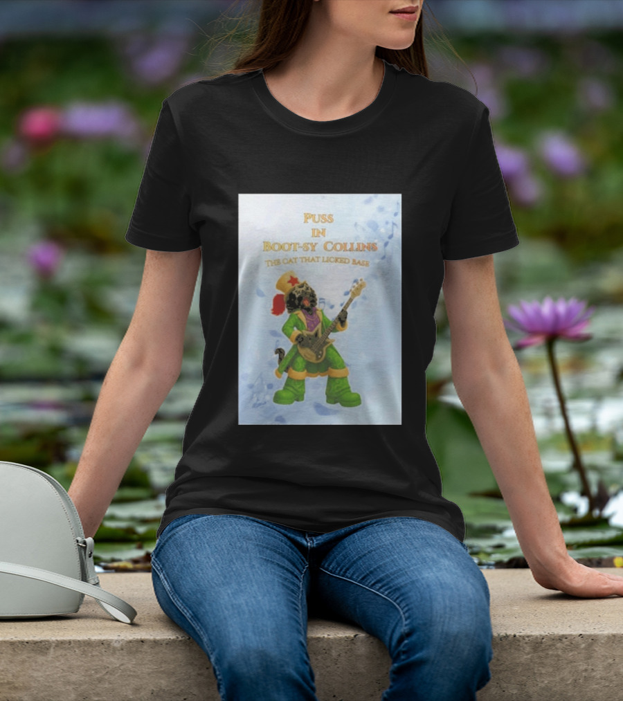 Puss In Bootsy Collins The Cat That Licked Base Green Costume Star Hat Guitar Player T-Shirt