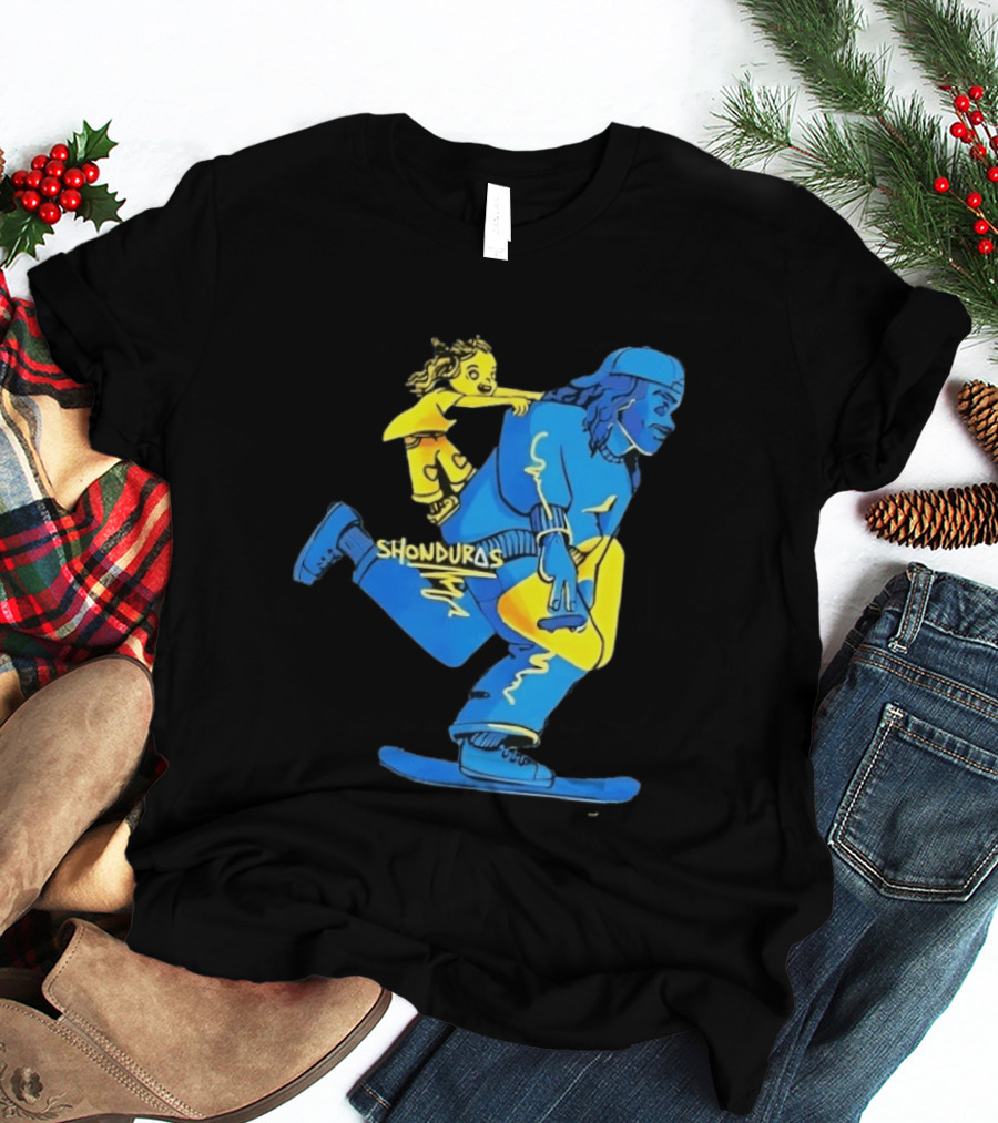 Shonduras Skateboard Skater Yellow Blue T-Shirt
