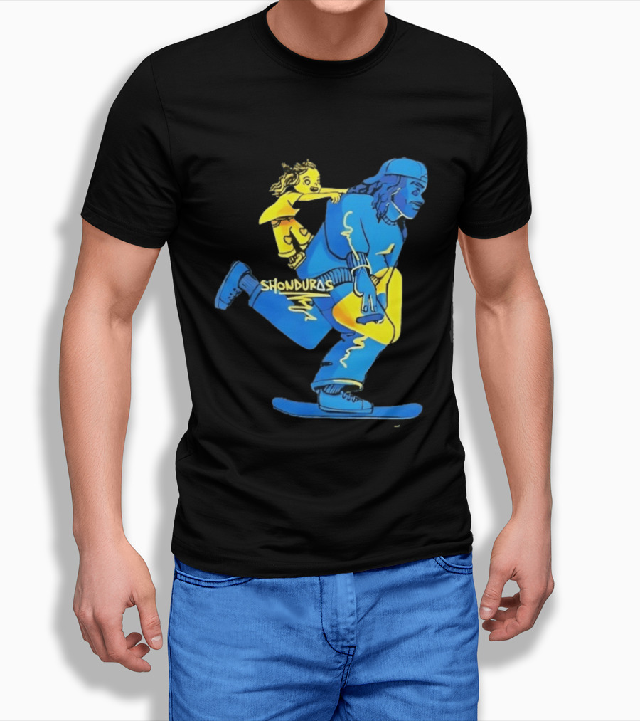 Shonduras Skateboard Skater Yellow Blue T-Shirt