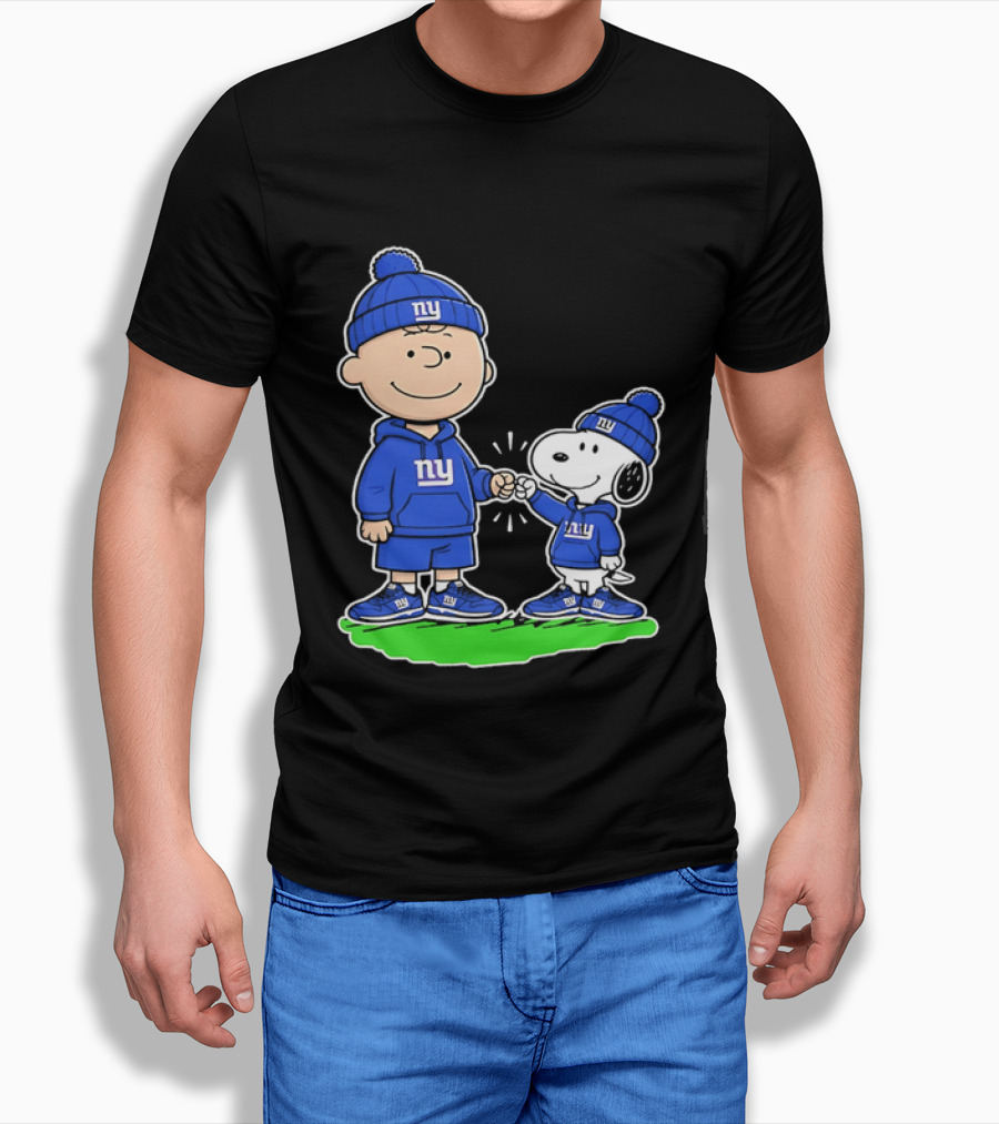 Snoopy And Charlie Brown NY Giants NFL Collaboration T-Shirt