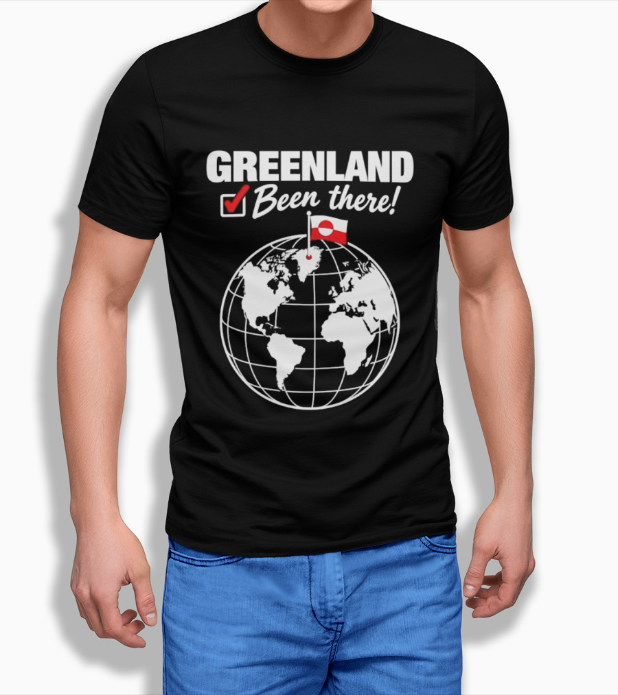 Greenland Been There Travel Map With Flag And Globe T-Shirt
