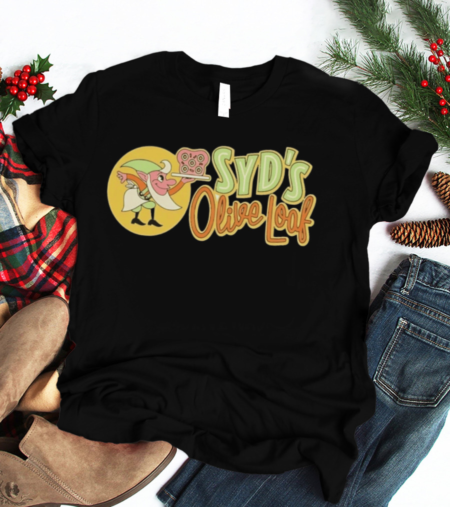 Syd's Olive Loaf Elf Holding Sandwich T-Shirt