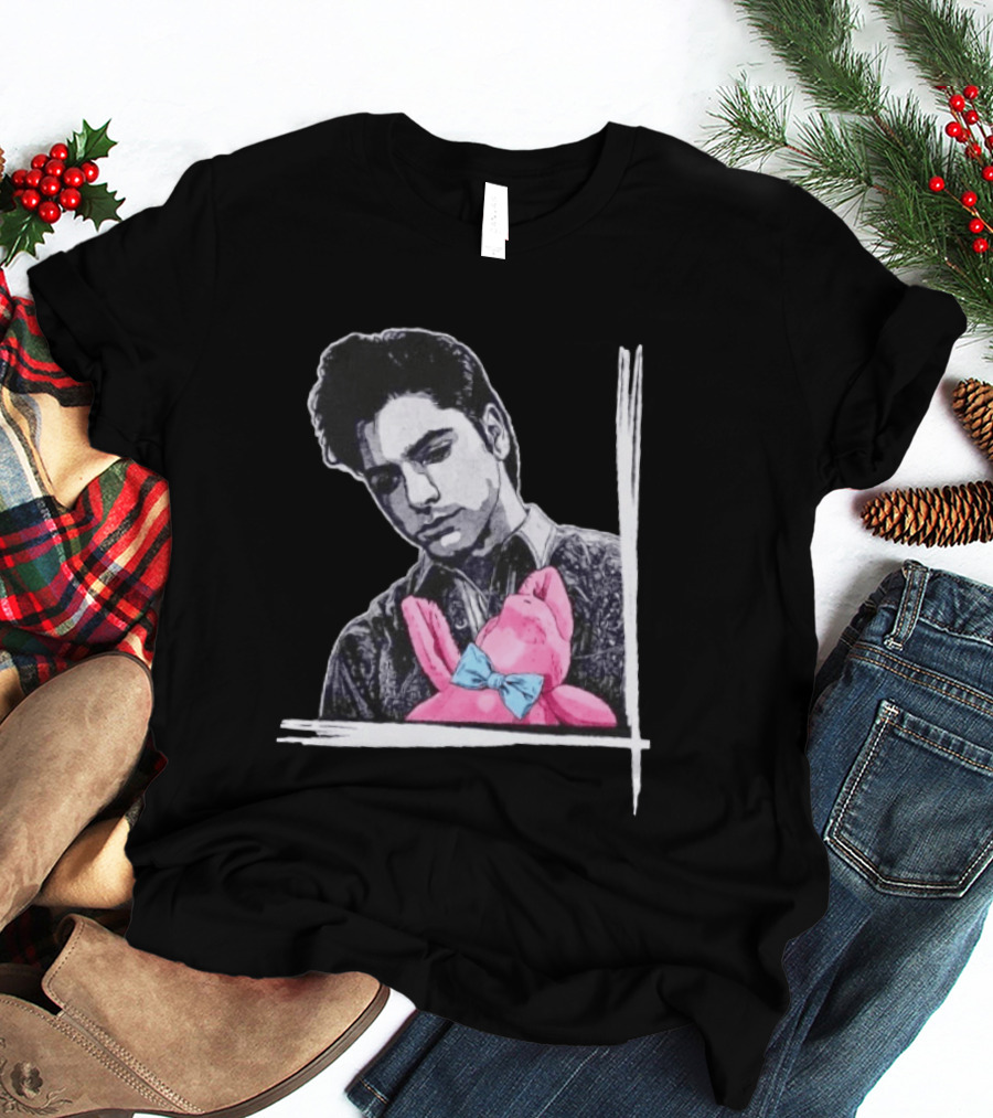 John Stamos Uncle Jesse Pink Bunny With Blue Bow Tie T-Shirt