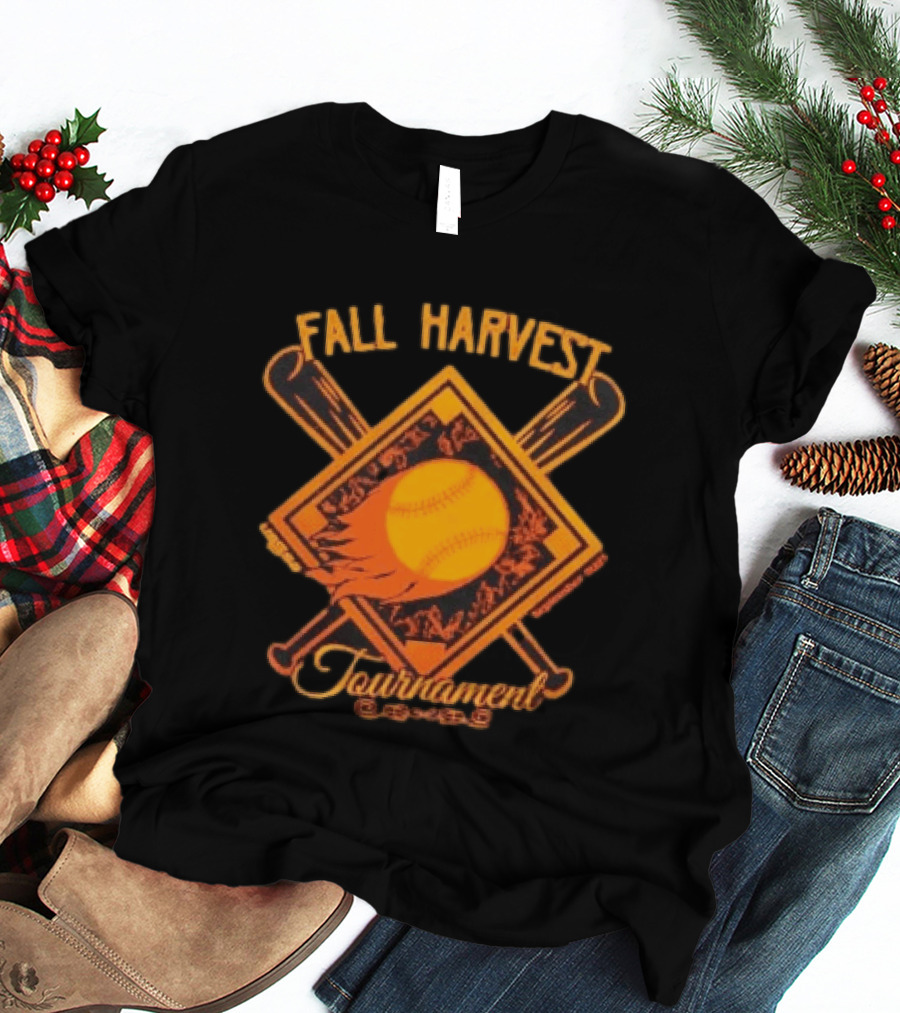 USSSA Fall Harvest Fastpitch Softball Tournament 2023 With Crossed Bats And Flaming Ball T-Shirt