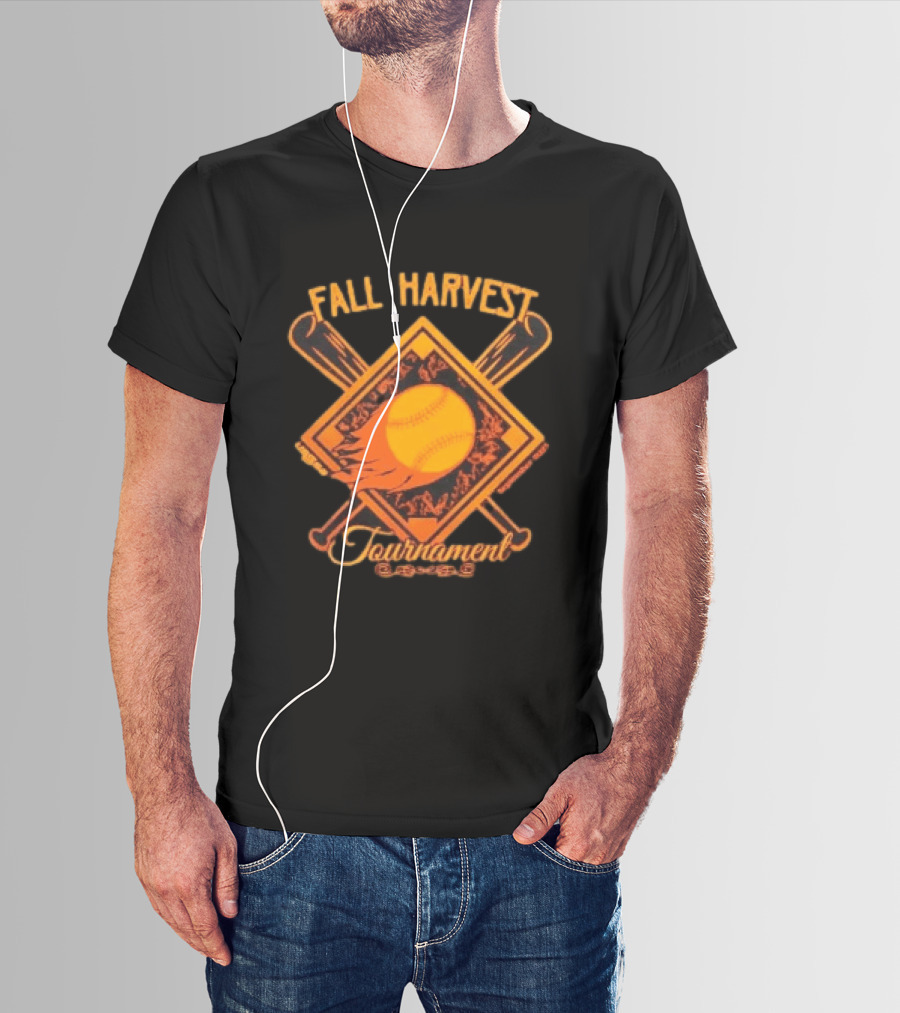 USSSA Fall Harvest Fastpitch Softball Tournament 2023 With Crossed Bats And Flaming Ball T-Shirt