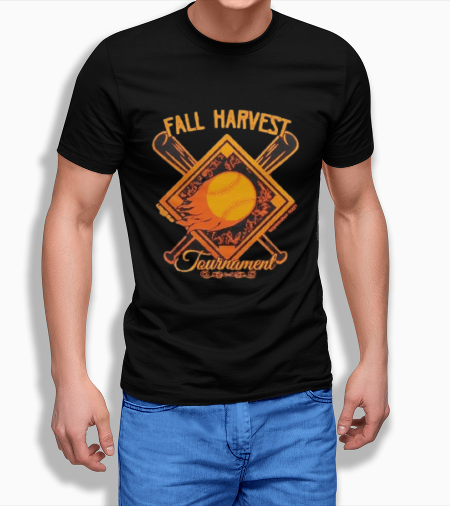 USSSA Fall Harvest Fastpitch Softball Tournament 2023 With Crossed Bats And Flaming Ball T-Shirt