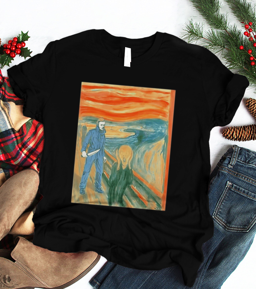 Michael Myers Meets The Scream Edvard Munch Mashup T-Shirt